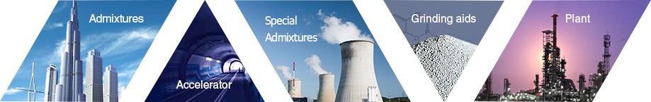 Admixtures, Accelerator, Special Admixtures, Grinding aids, Plant